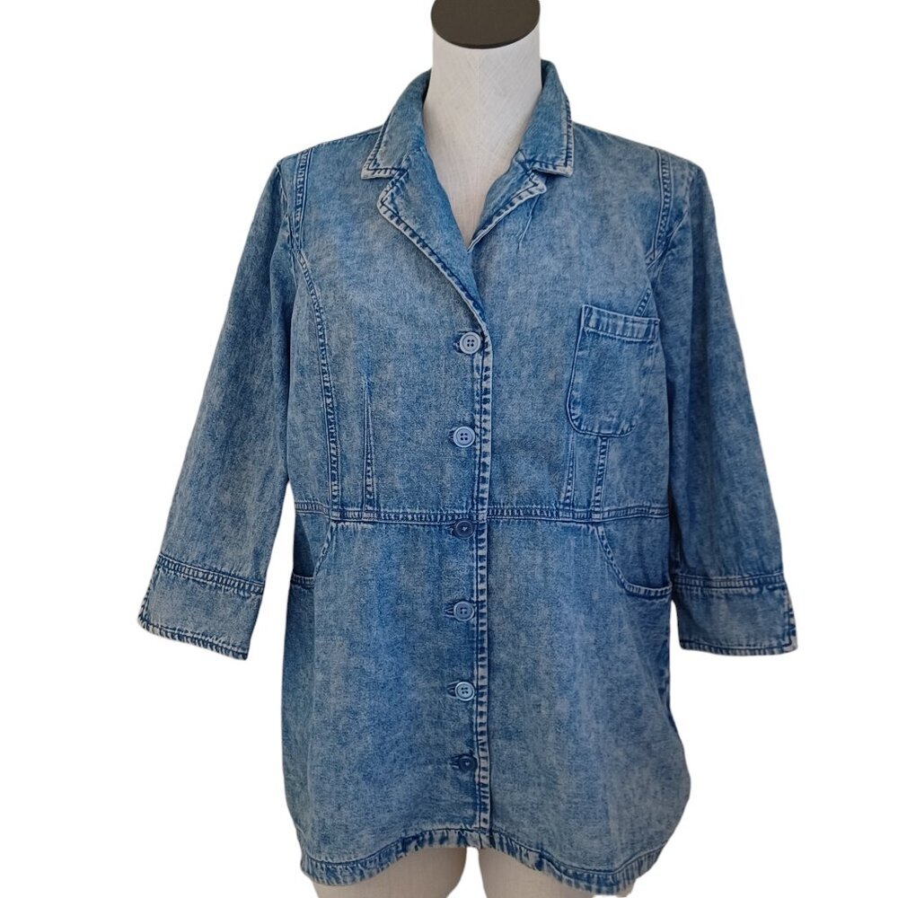 Joan Rivers Chambray Denim Field Jacket Barn Coat Chore‎ Coat Womens Medium